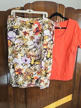 Floral Wrap Midi Skirt - With Matching T.
